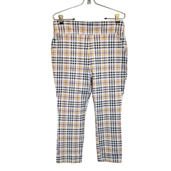 7th Avenue New York & Company Plaid Stretch Ankle Length Pant - Size Large - Picture 1 of 6